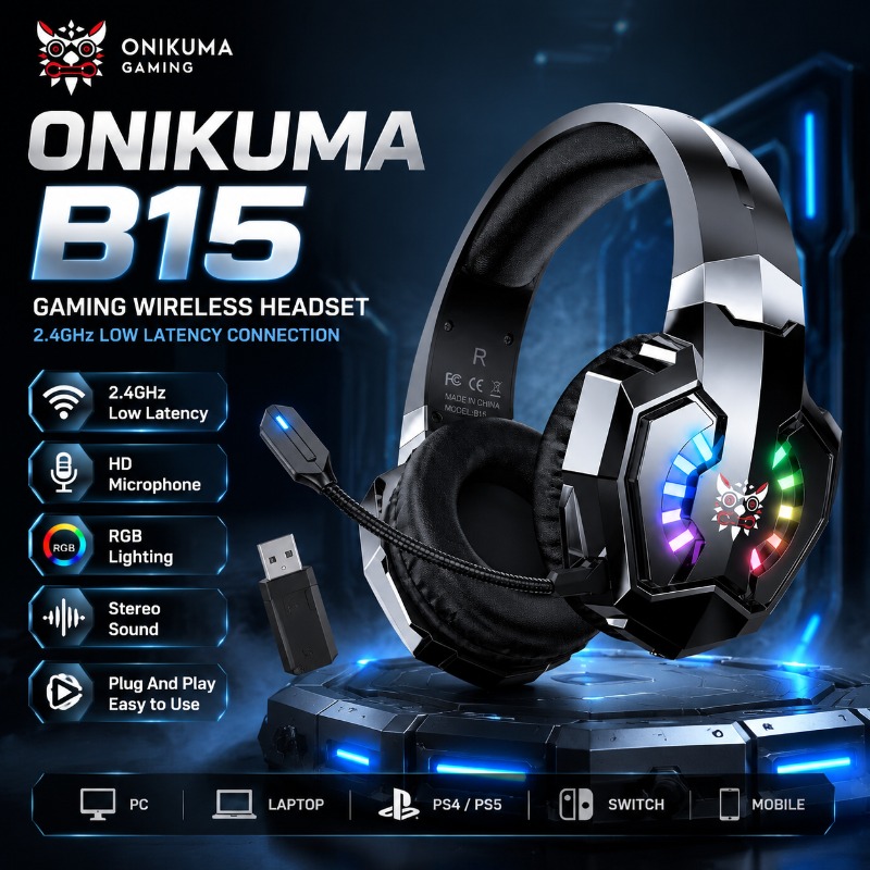 Gaming Console Amazon - Игровая гарнитура ONIKUMA B15, беспроводные наушники