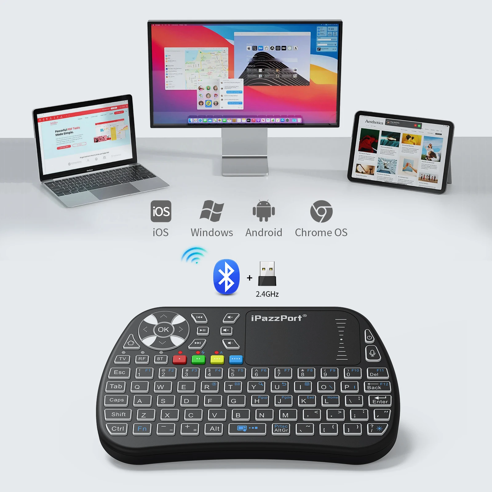 Мини-клавиатура IPazzPort Blue – обзор и цена Gaming Console For Smart Tv